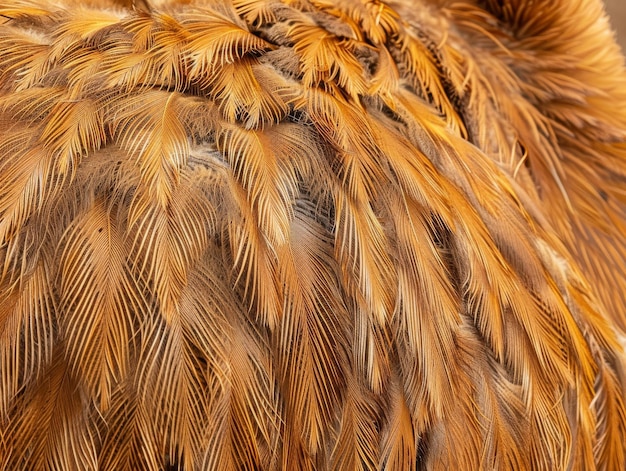 Closeup of the fur texture on an emu39s back showcasing its thick and dense coat with shades