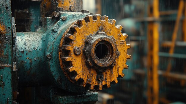 Closeup of a Gear in a Factory