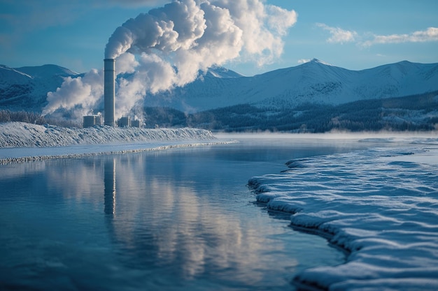 Photo closeup of a geothermal energy plant highlighting innovations in sustainable and renewable power