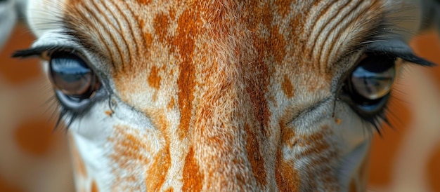 Photo closeup of a giraffes eyes