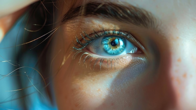 closeup of a girl holding a lens Selective focus