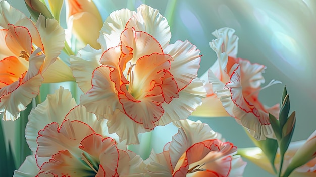 closeup of gladiolus flowers Selective focus