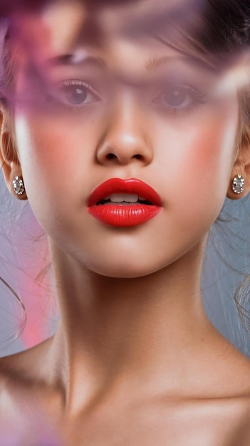 Closeup of the glamorous lips of a beautiful girl