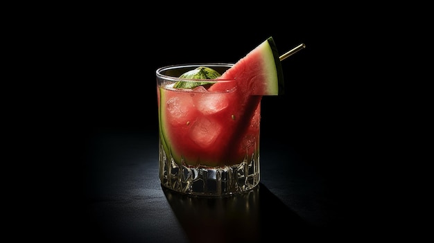 Closeup of a glass filled with refreshing watermelon drinks