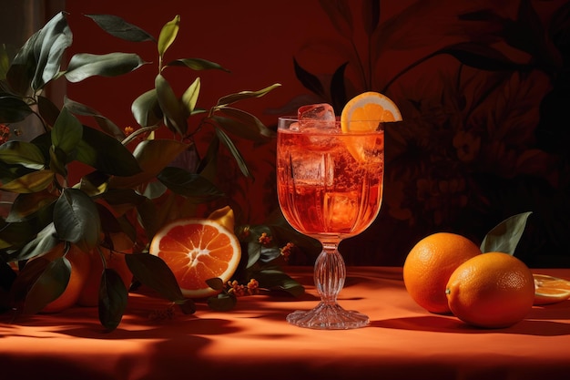 Closeup glass of spritz aperol cocktail