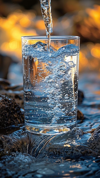 Closeup Glass of Water Clean Fresh for Good