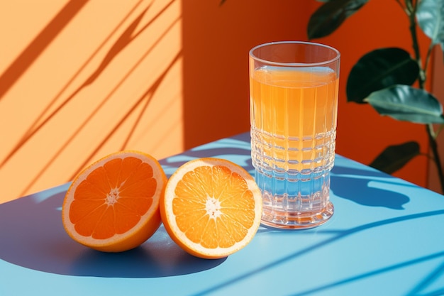 Closeup of glass with orange juice