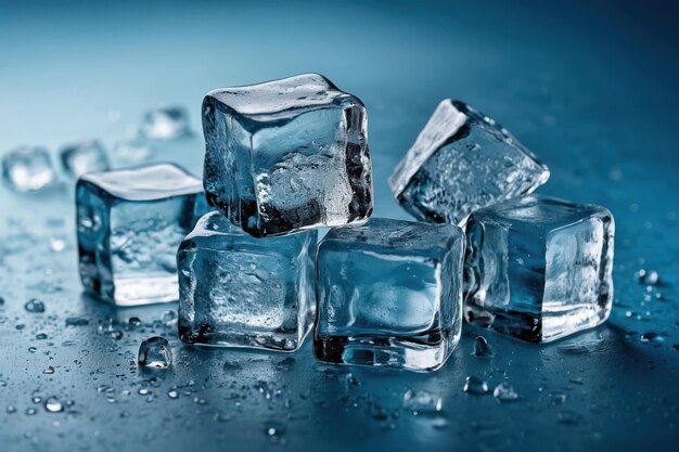 Closeup of Glistening Ice Cubes