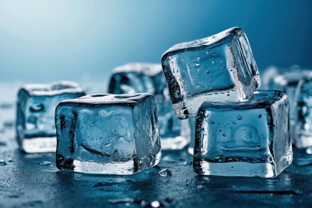 Closeup of Glistening Ice Cubes