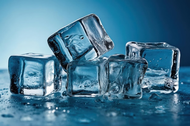 Closeup of Glistening Ice Cubes