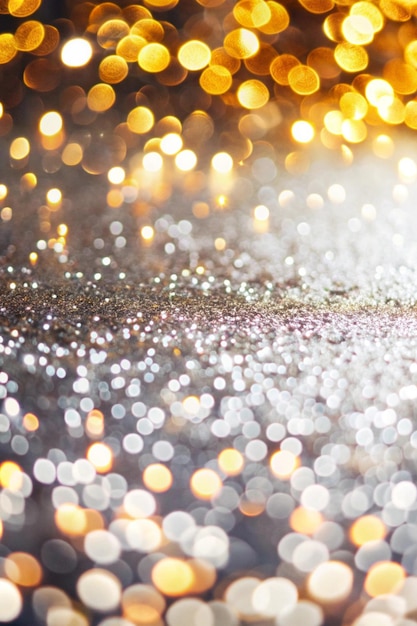 Photo a closeup of a glitter with a christmas tree light in the background