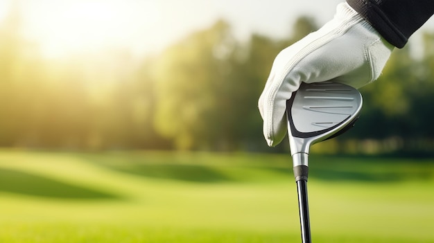 CloseUp of Gloved Hand Holding Golf Club