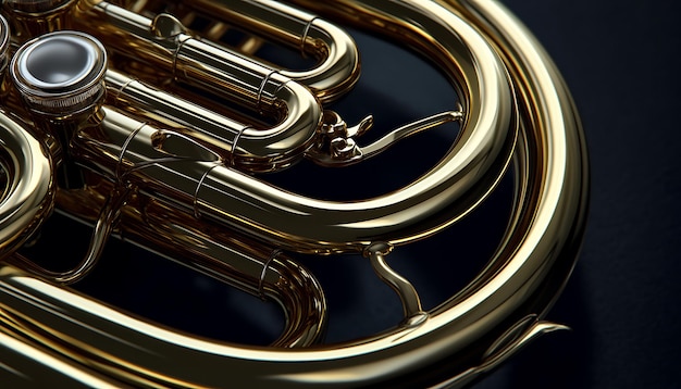 Closeup of a Golden French Horn39s Valve Section