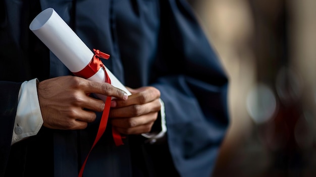 Photo closeup graduation diploma hands photo