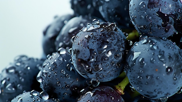 Closeup of grapes with with water splashes