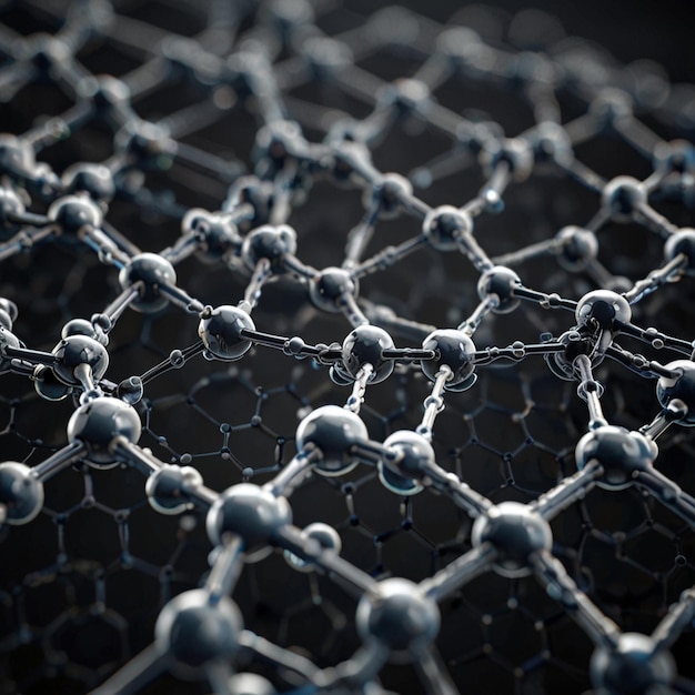 Photo closeup of graphene material with molecular structure