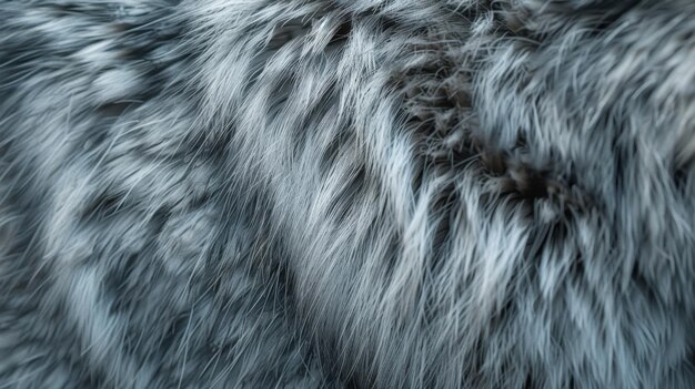 Photo a closeup of a gray wolf fur showing the thick coat and natural shading