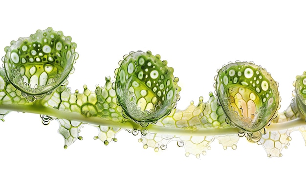 Closeup of green algae with intricate cellular structures showcasing natures microscopic beauty