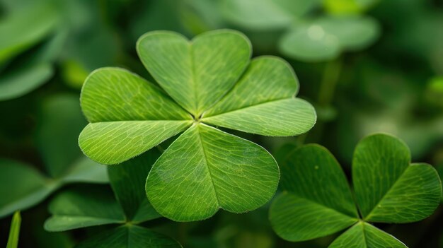 Photo a closeup of a green clover leaf symbolizing luck and nature beauty