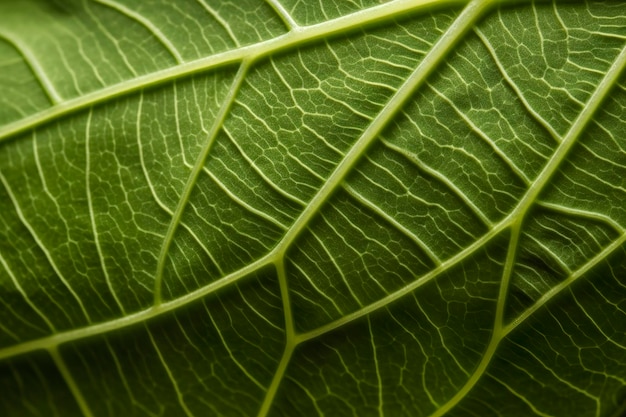 Closeup of green leaf nerves generat ai