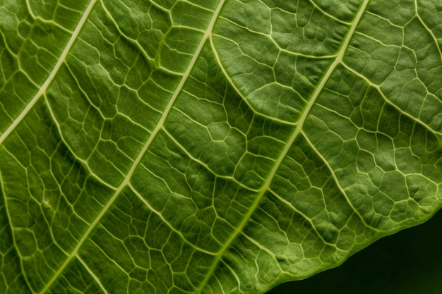 Closeup of green leaf nerves generat ai