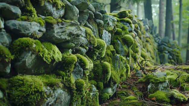 closeup of green moss on rocks