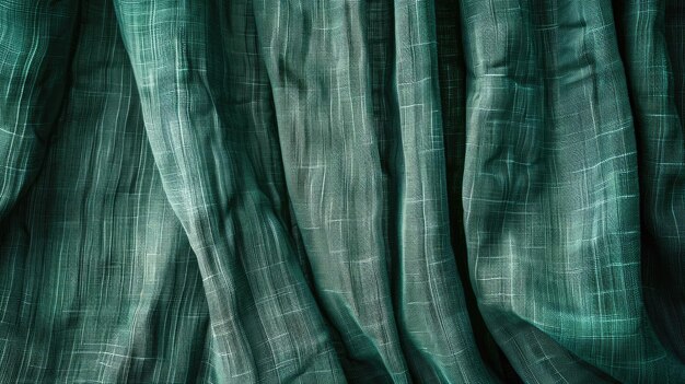 Photo closeup of a green theatre curtain with a textured surface ideal for adding depth and drama to performancerelated backgrounds