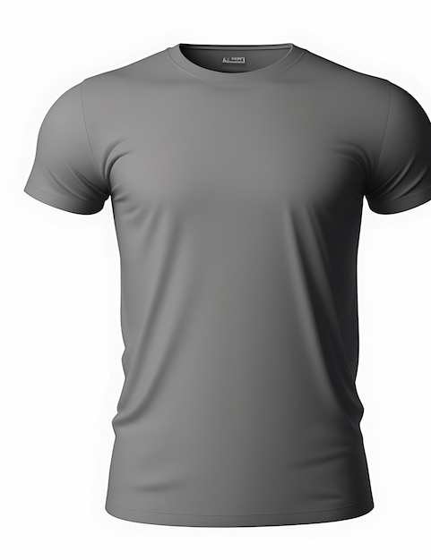 Closeup grey blank tshirt with empty space design on a white background 3d rendering tshirt mockup