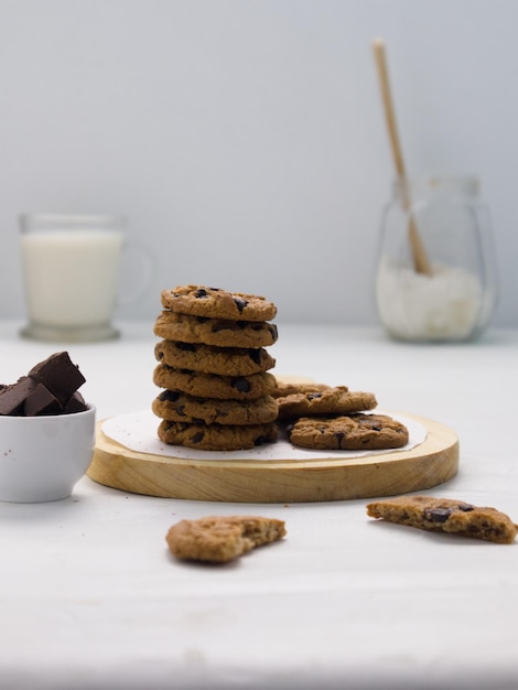 Closeup of a group of assorted cookies. Chocolate chip