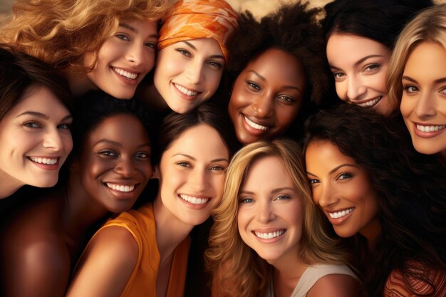 Closeup of group of beautiful women