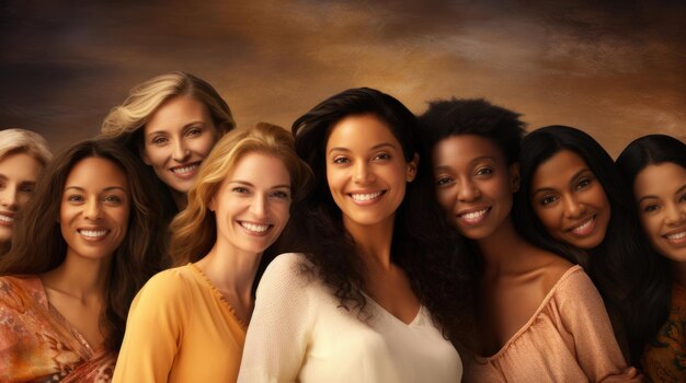 Closeup of group of beautiful women