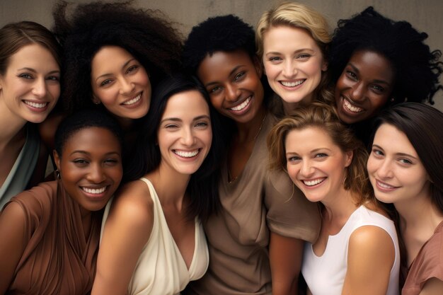 Closeup of group of beautiful women