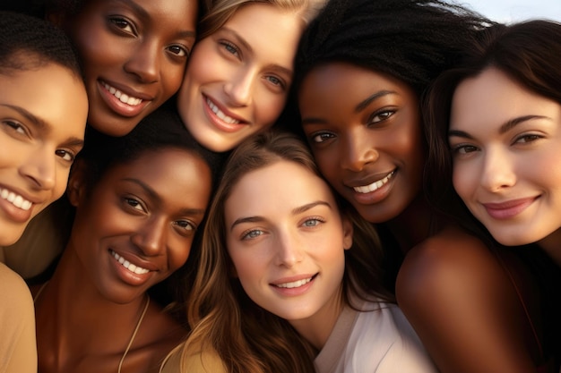 Closeup of group of beautiful women