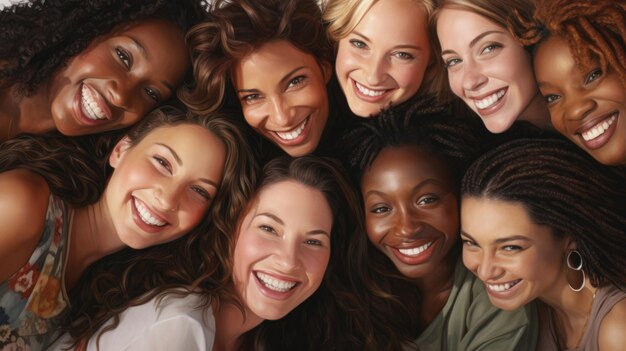 Closeup of group of beautiful women