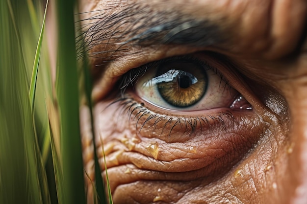 Closeup of half body of farmer who are worried about agricultural problems