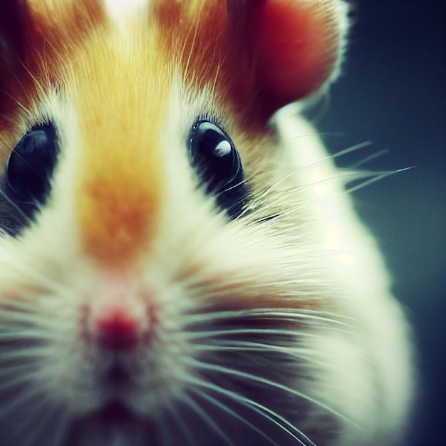 Closeup hamster face and eyes 3d rendering