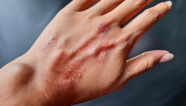 CloseUp of a Hand Affected by Contact Dermatitis