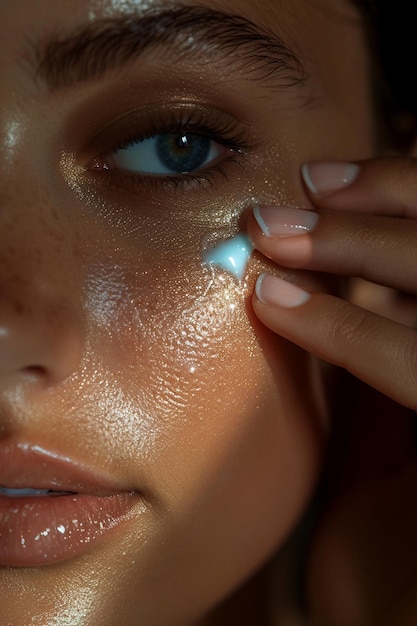 Photo closeup of a hand applying healing cream on dry skin