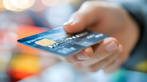 Closeup of a Hand Holding a Credit Card