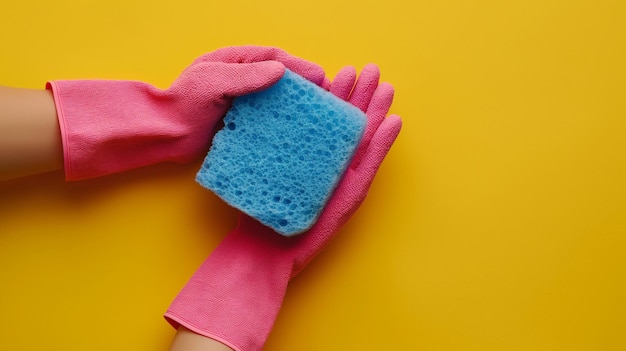 Closeup hand holding sponge