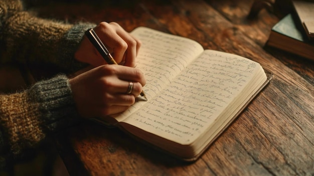 Photo closeup of hand writing a penmanship stock image