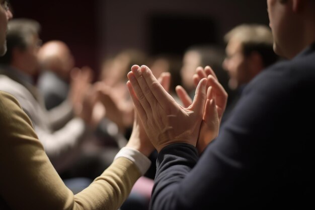 Closeup on Hands Applauding and Clapping in Event