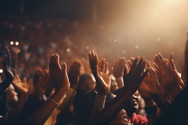 Closeup of hands clapping during a soulful Generative ai