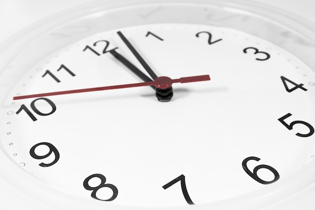 Closeup of hands on clock face