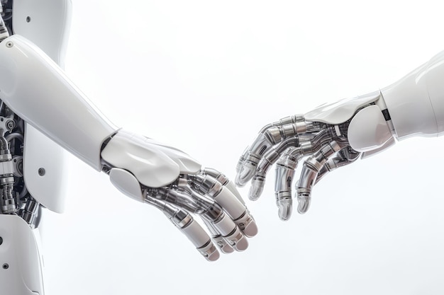 CloseUp Of Hands Of Robots In Love Generative AI