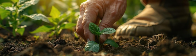 Photo closeup of hands tending to crops in a rural field highlighting the importance of traditional