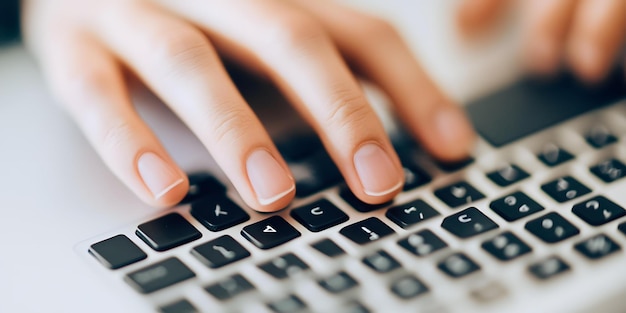 Photo closeup of hands typing on keyboard