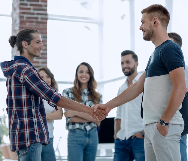 Closeup of handshake of business partners