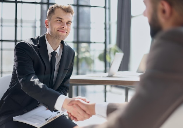 Closeup of handshake of business partners