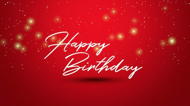 Closeup Happy Birthday text on red background. Luxury and elegant style 3D illustration for holiday